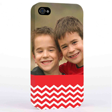Personalized Red Chevron Pattern iPhone 4 Hard Case Cover