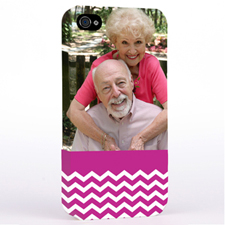 Personalized Hot Pink Chevron Pattern iPhone 4 Hard Case Cover