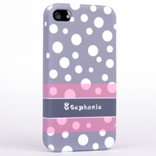 Personalized Grey Polka Dots Pattern iPhone 4 Hard Case Cover