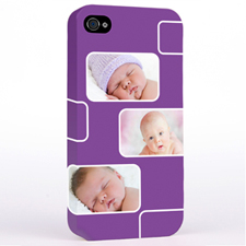 Personalized Purple 3 Collage iPhone 4 Hard Case Cover
