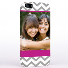Personalized Grey & Hot Pink Chevron Photo iPhone 5 Case