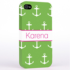 Personalized Lime And White Cute Anchors Hard Case Cover