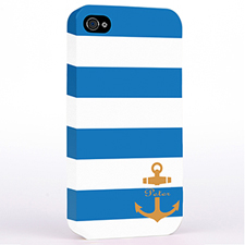 Personalized Blue Stripe Orange Anchor Monogrammed Hard Case Cover