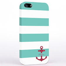 Personalized Aqua And Red Anchor Monogrammed iPhone Case
