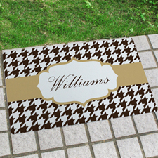 Hounds Tooth Personalized Name Door Mat