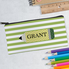 定制带铅笔设计绿色笔袋