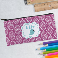 定制带花卉设计粉色笔袋