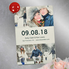 White Collage Personalized Save The Date Photo Magnet, 4x6 Large