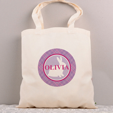 Lavender Bunny Personalized Easter Tote Bag