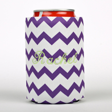 定制个性化紫色线条刺绣饮料罐套