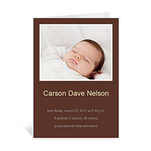 棕褐色宝宝纪念卡 个性贺卡