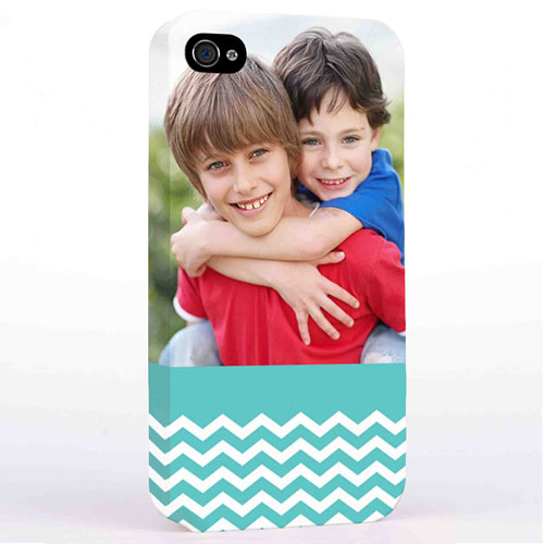 Personalized Aqua Chevron Pattern iPhone 4 Hard Case Cover