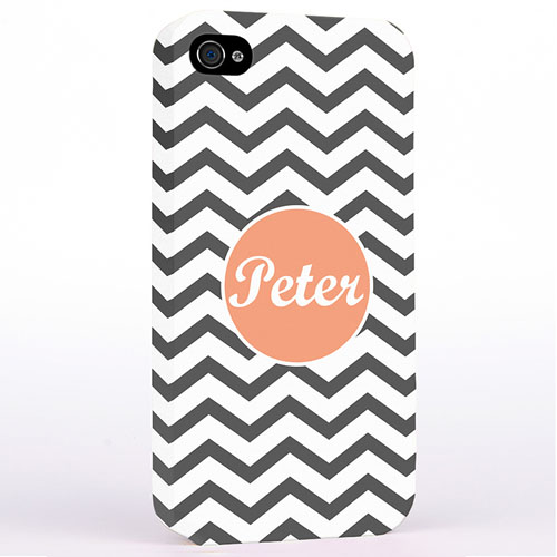 Personalized Grey Chevron iPhone 4 Hard Case Cover