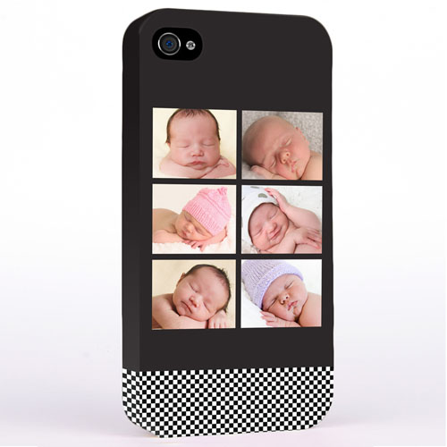 Personalized B&W Stripes Six Collage iPhone 4 Hard Case Cover