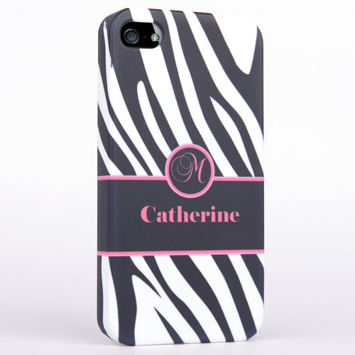 Personalized Zebra Pattern Monogrammedmed iPhone 4 Hard Case Cover