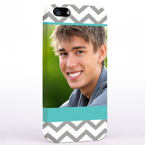 Personalized Grey & Lime Chevron Photo iPhone 5 Case