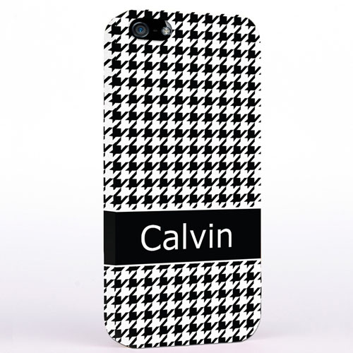 Personalized Black Hounds Tooth Monogrammedmed iPhone Case