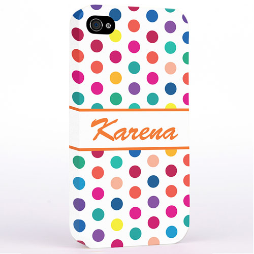 Personalized Orange Colorful Polka Dots Hard Case Cover