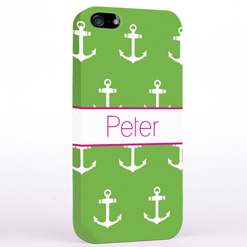 Personalized Lime And White Cute Anchors iPhone Case