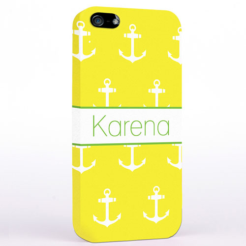Personalized Yellow And White Cute Anchors iPhone Case
