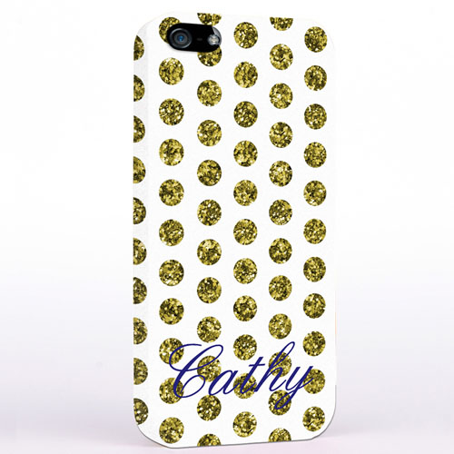 Personalized Gold Glitter Polka Dot iPhone Case