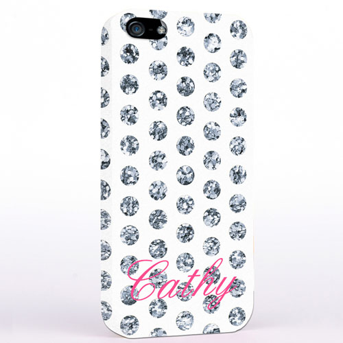 Personalized Silver Glitter Polka Dot iPhone Case