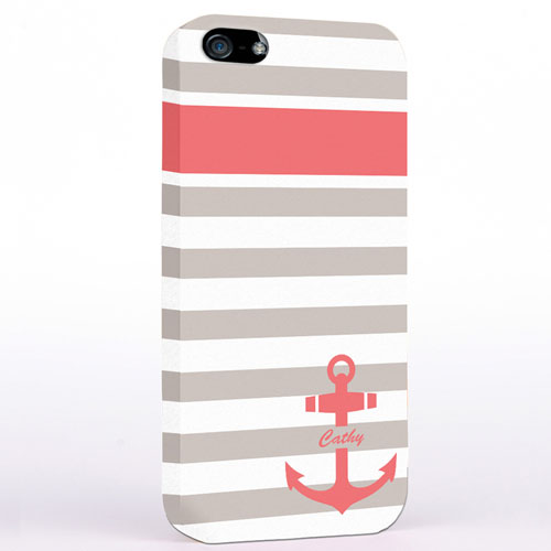 Personalized Carol Anchor Grey Stripes iPhone Case