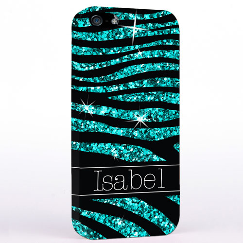 Personalized Glitter Peacock Animal Print iPhone Case