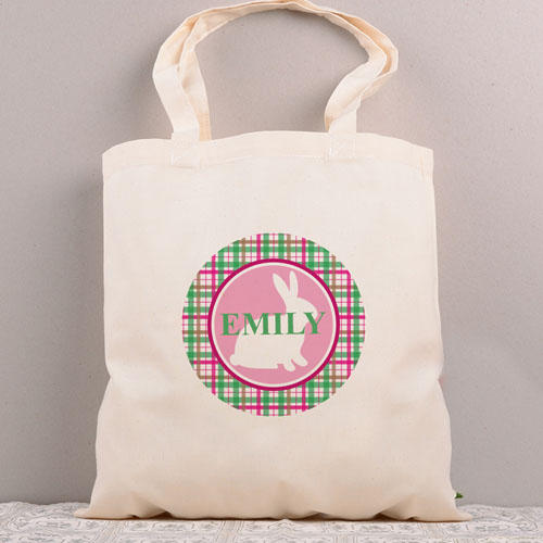 Pink Bunny Personalized Easter Tote Bag