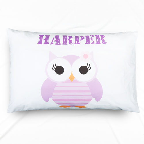 个性化紫色猫头鹰设计枕头
