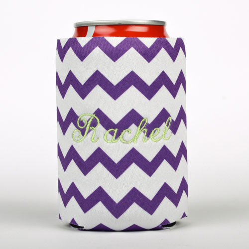 定制个性化紫色线条刺绣饮料罐套