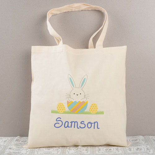 Easter Bunny Egg Personalized Tote For Boys