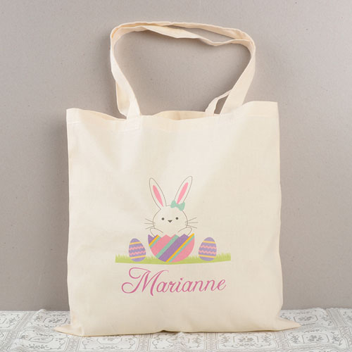 Easter Bunny Egg Personalized Tote For Girls