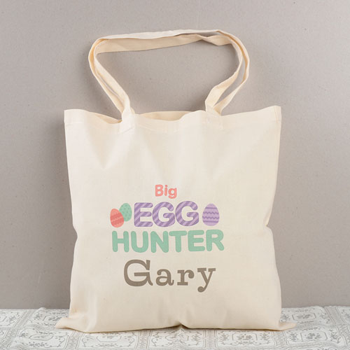 Big Egg Hunter Personalized Easter Tote Bag
